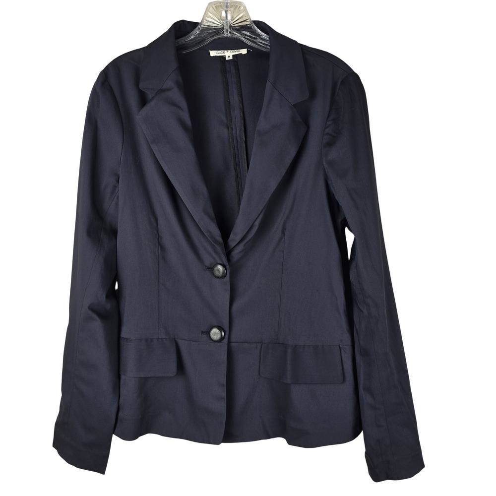 alice‎ + olivia Women's Navy Blue Blazer Jacket M Double Button Lapel